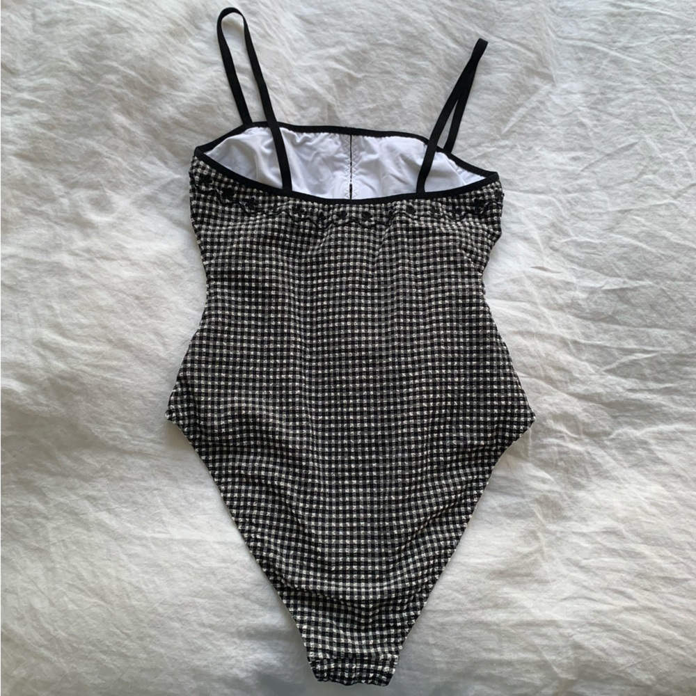 NWT Doen Adrielle Maillot Bow One Piece Swim Suit La Maddalena Gingham Black - Picture 13 of 15
